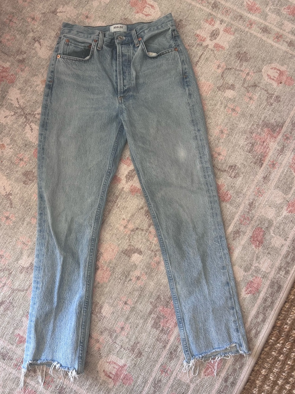 Agolde Riley Light Blue High-Rise Straight Leg Jeans